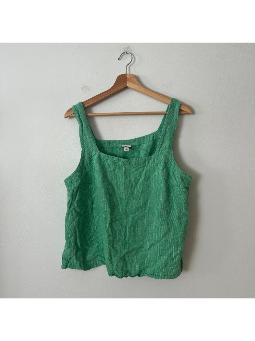 Universal Thread Green Striped Linen Blend Tank Top Women's Size Large